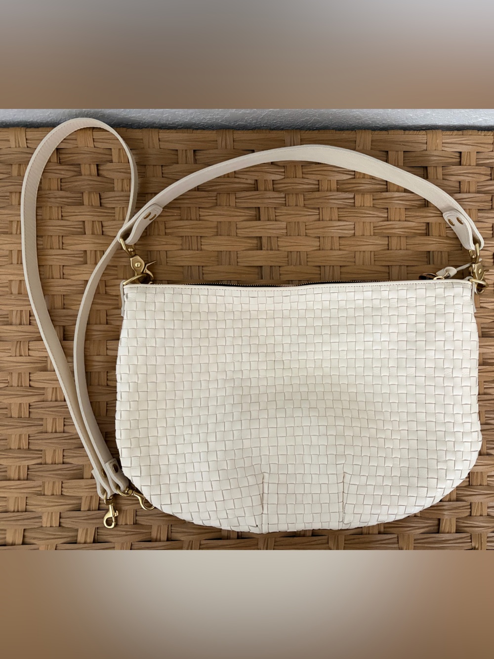 Clare V. Moyen Messenger Cream Woven